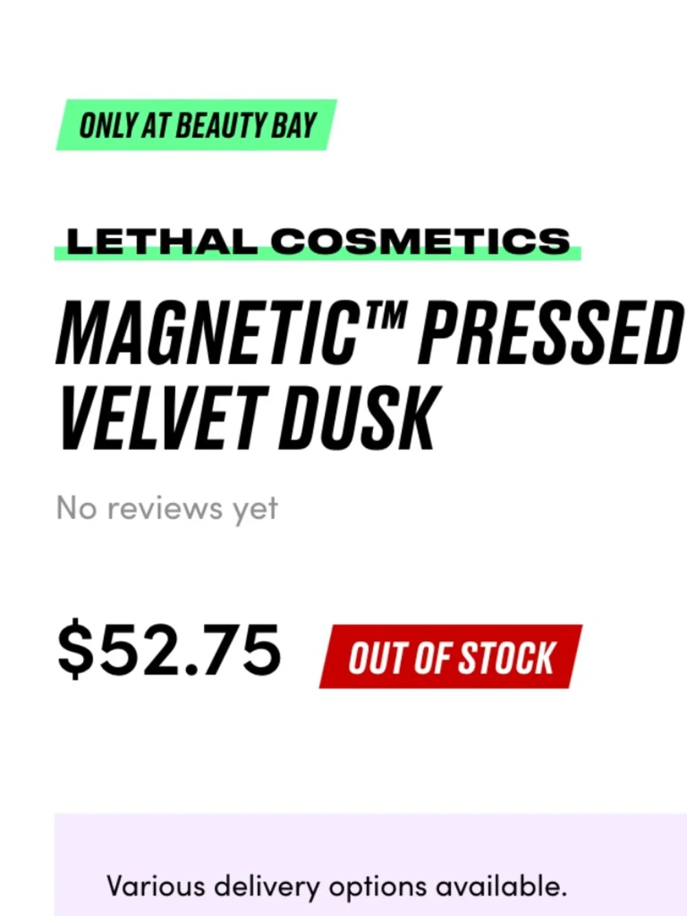 Lethal Cosmetics Velvet Dusk Palette-NIB